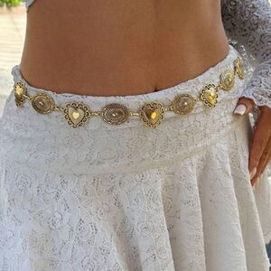 Gold Heart Chain Belt New 44”